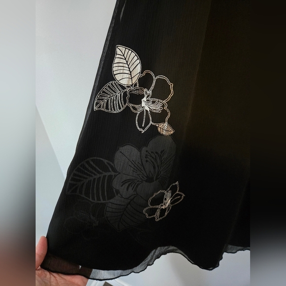 Roxy Black Floral Slip Dress L | Beach Cover Up | Vacation Cruise Resort Wear - Picture 5 of 6